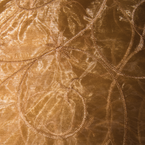 Close up of a gold lace overlay.